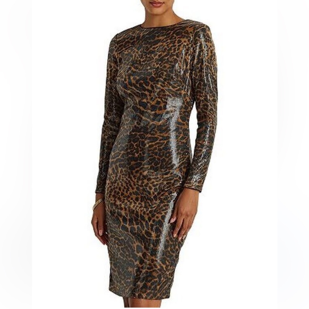 NWT Lauren Ralph Lauren Sequined Animal Ocelot Print Dress Size 10